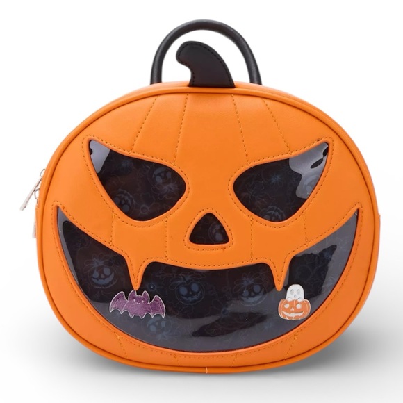 Jack-O-Lantern Pumpkin Figural Pin Collector Backpack - NWT - Picture 2 of 4